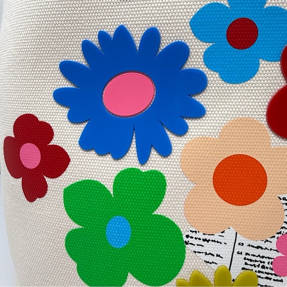 Kate Spade New York Fresh Picks Printed Medium Tote Bag Canvas Floral Logo - Picture 9 of 16